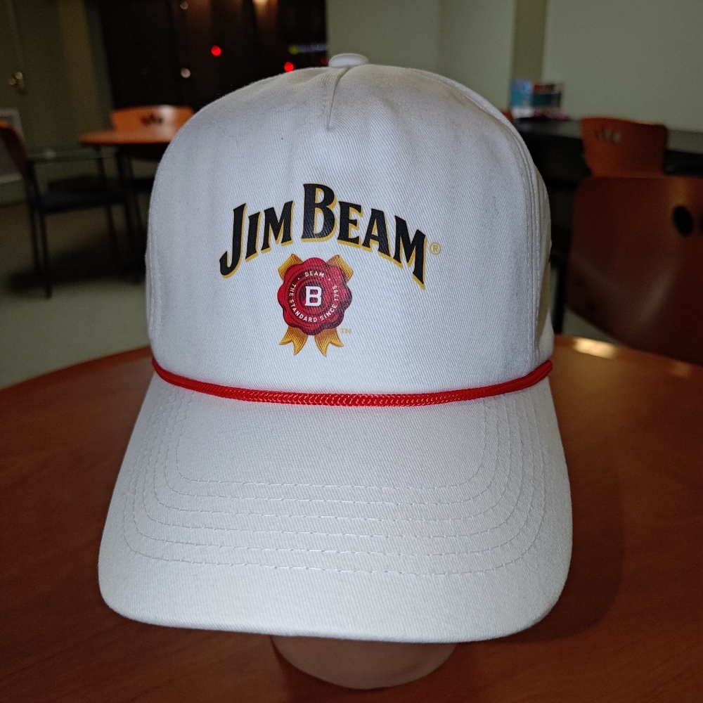 Jim Beam White Strapback Hat Cap w/Rope